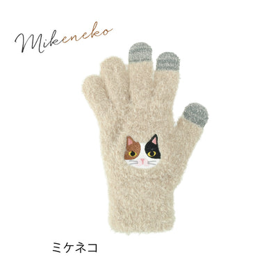 Touchsreen Gloves with Kitty head embroidery