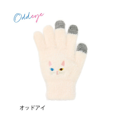 Touchsreen Gloves with Kitty head embroidery