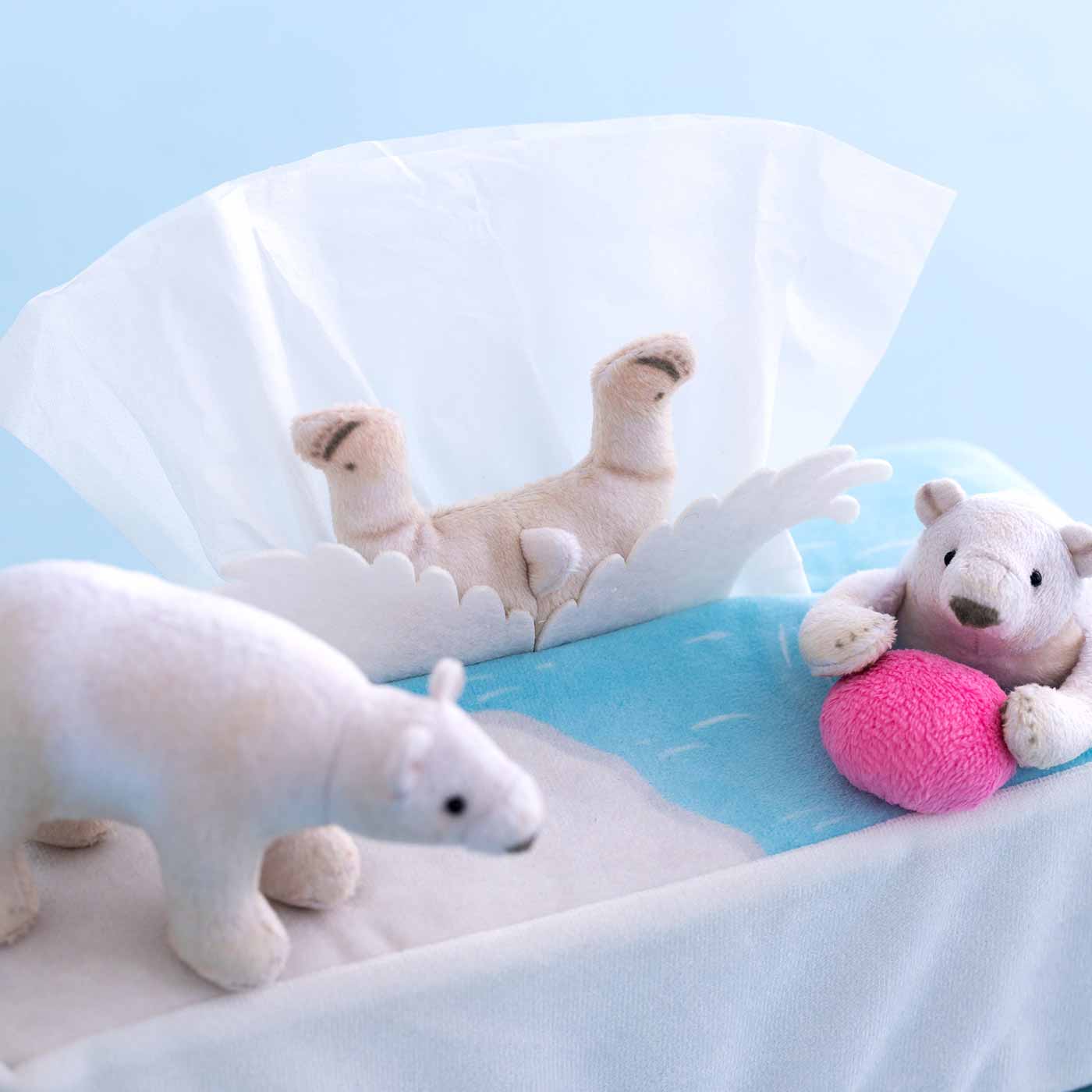 Plop! Jump and Splashing - Polar Bear Tissue Box Cover